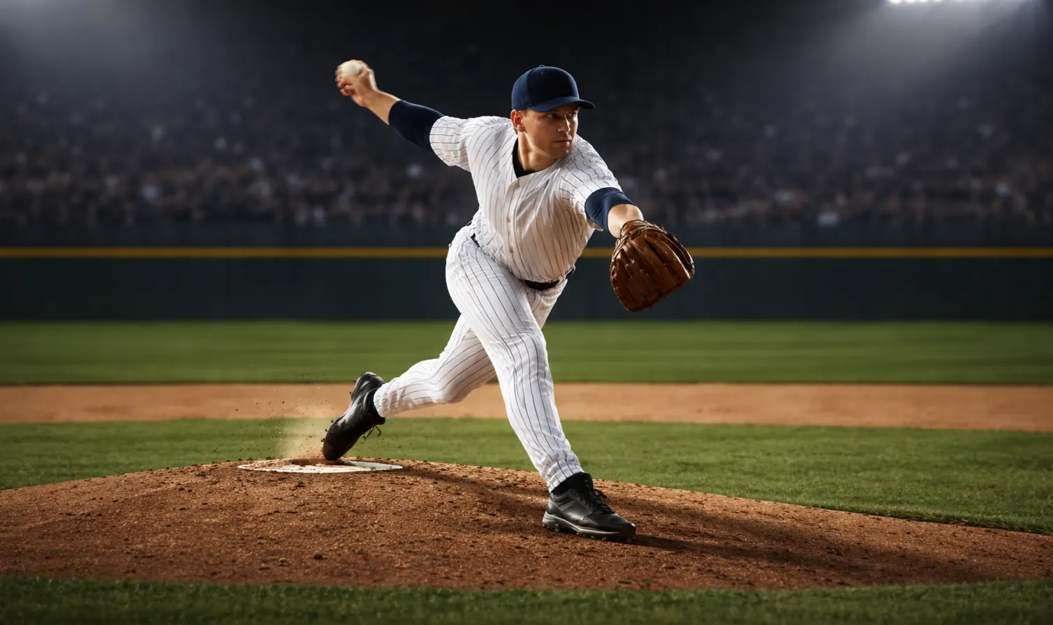 Pitcher auf dem Mound wirft den Ball im MLB-Spiel — Live-Wetten Baseball